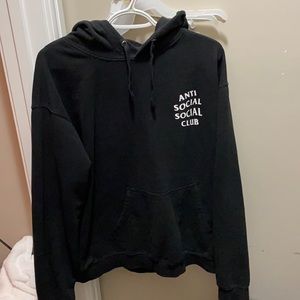 Black Anti Social Social Hoodie; Size M, Worn 2x, Black, White lettering